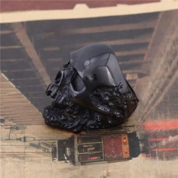 Solid Death Skull Zombi Mens Solid Stainless Steel Ring Trendy - Picture 3 of 8